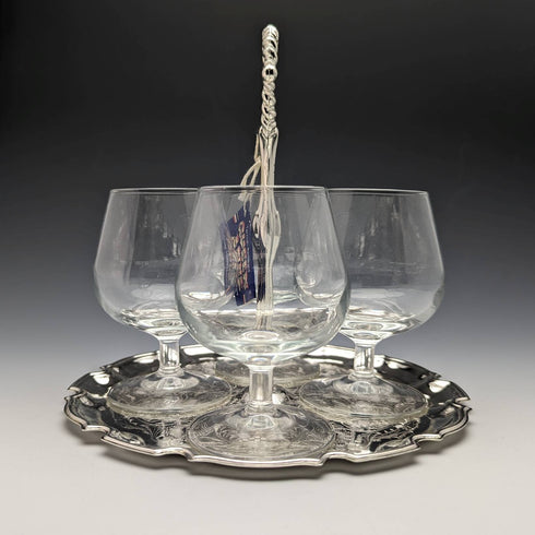 英国ヴィンテージ シルバープレート&グラス ドリンクサーバセット Queen Anne